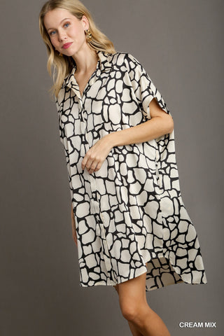 Two Tone Button Down Collared Umgee Dress