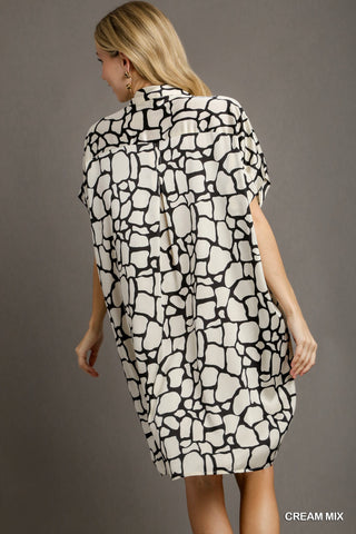 Two Tone Button Down Collared Umgee Dress