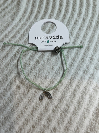 Puravida Light Green & Silver Rainbow Bracelet